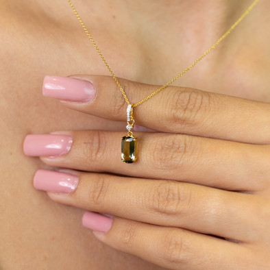  Colier Aur Galben 14k, Turmalina 1.40  Ct, Diamante 0.06 Ct 4