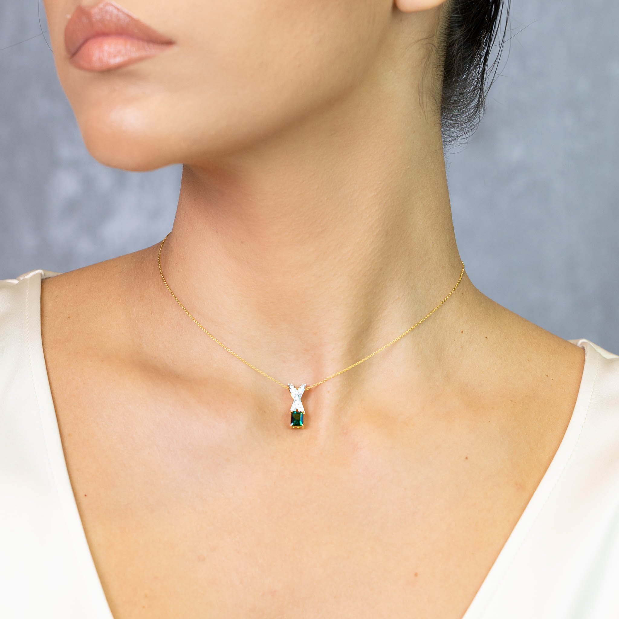  Colier Aur Galben 14k, Turmalina 0.95 Ct, Diamante 0.23 Ct 2