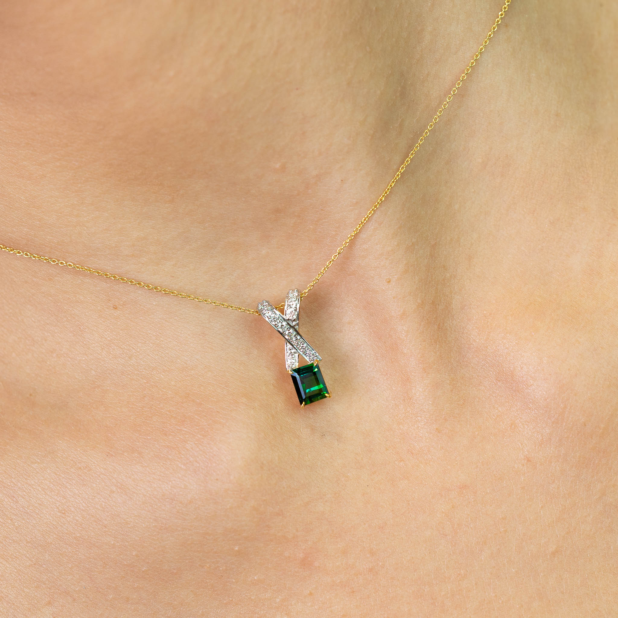  Colier Aur Galben 14k, Turmalina 0.95 Ct, Diamante 0.23 Ct 4