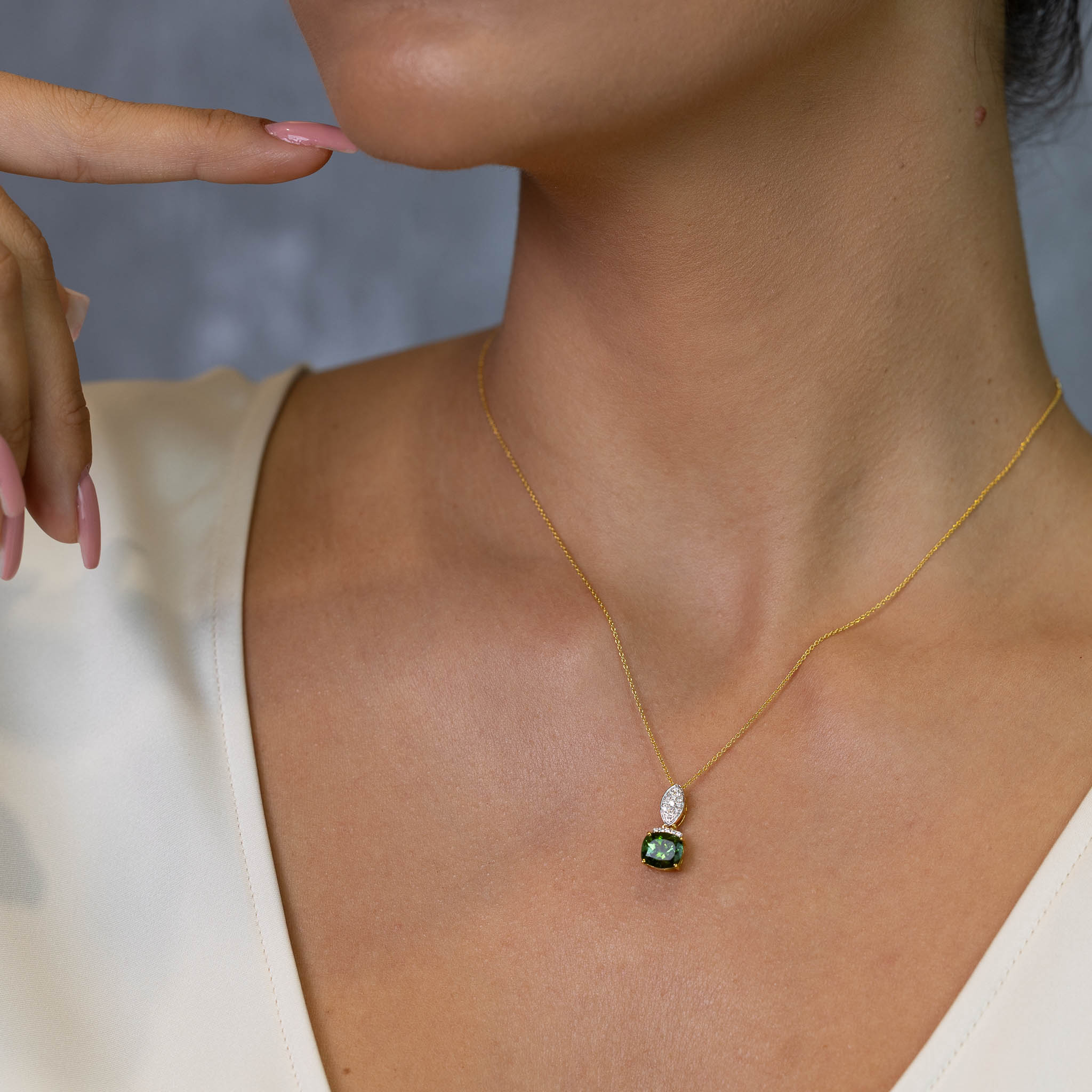  Colier Aur Galben 14k, Turmalina 1.30 Ct, Diamante 0.13 Ct 2