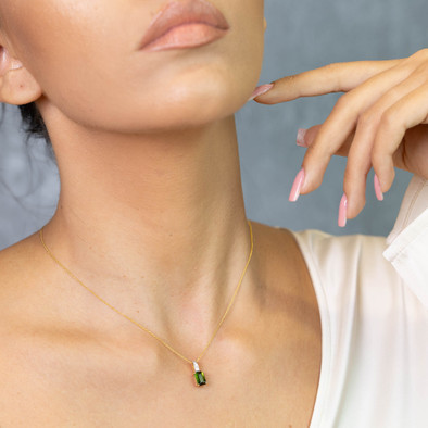  Colier Aur Galben 14k, Turmalina 1.45 Ct, Diamante 0.10 Ct 2