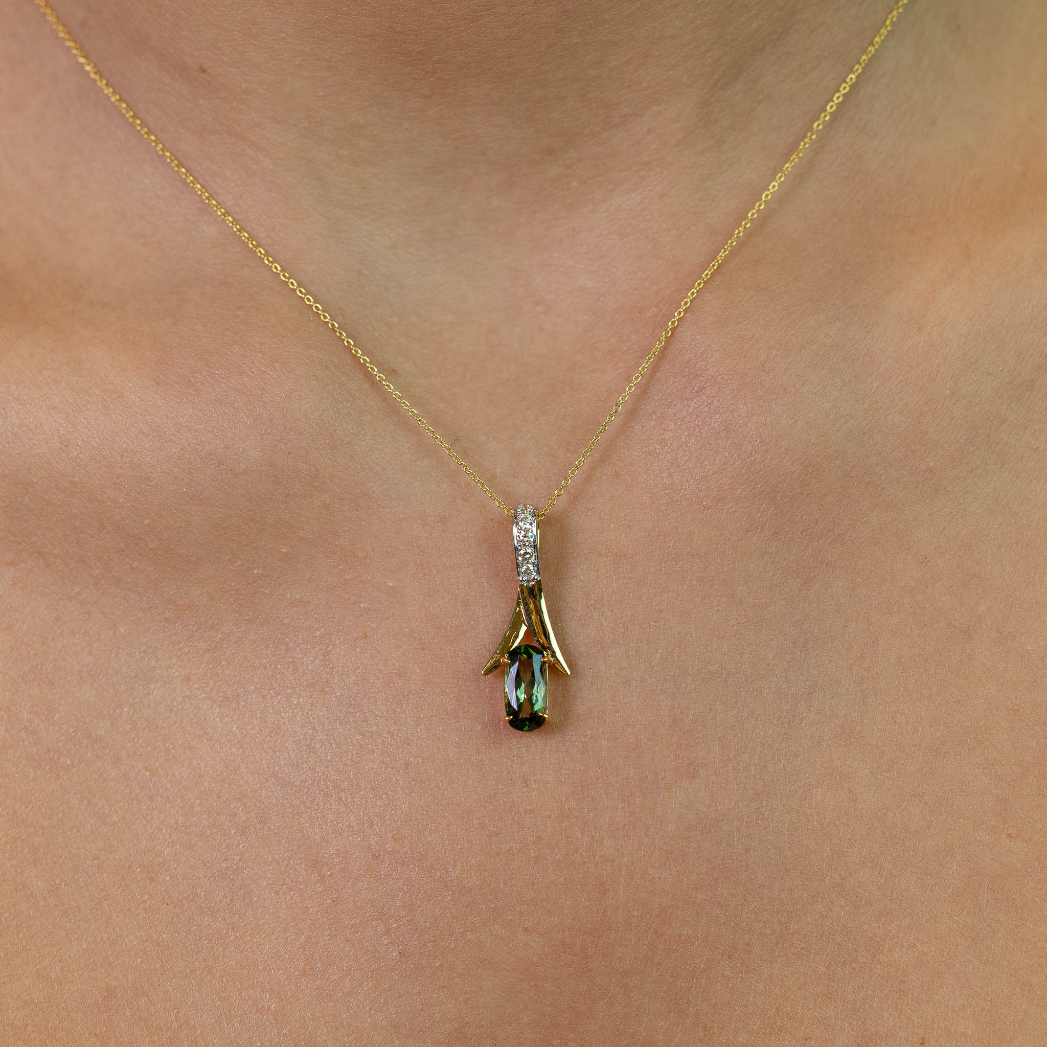  Colier Aur Galben 14k, Turmalina 1.40 Ct, Diamante 0.13 Ct 2