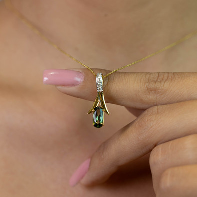  Colier Aur Galben 14k, Turmalina 1.40 Ct, Diamante 0.13 Ct 4