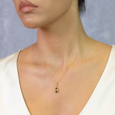  Colier Aur Galben 14k, Turmalina 1.40  Ct, Diamante 0.06 Ct 2