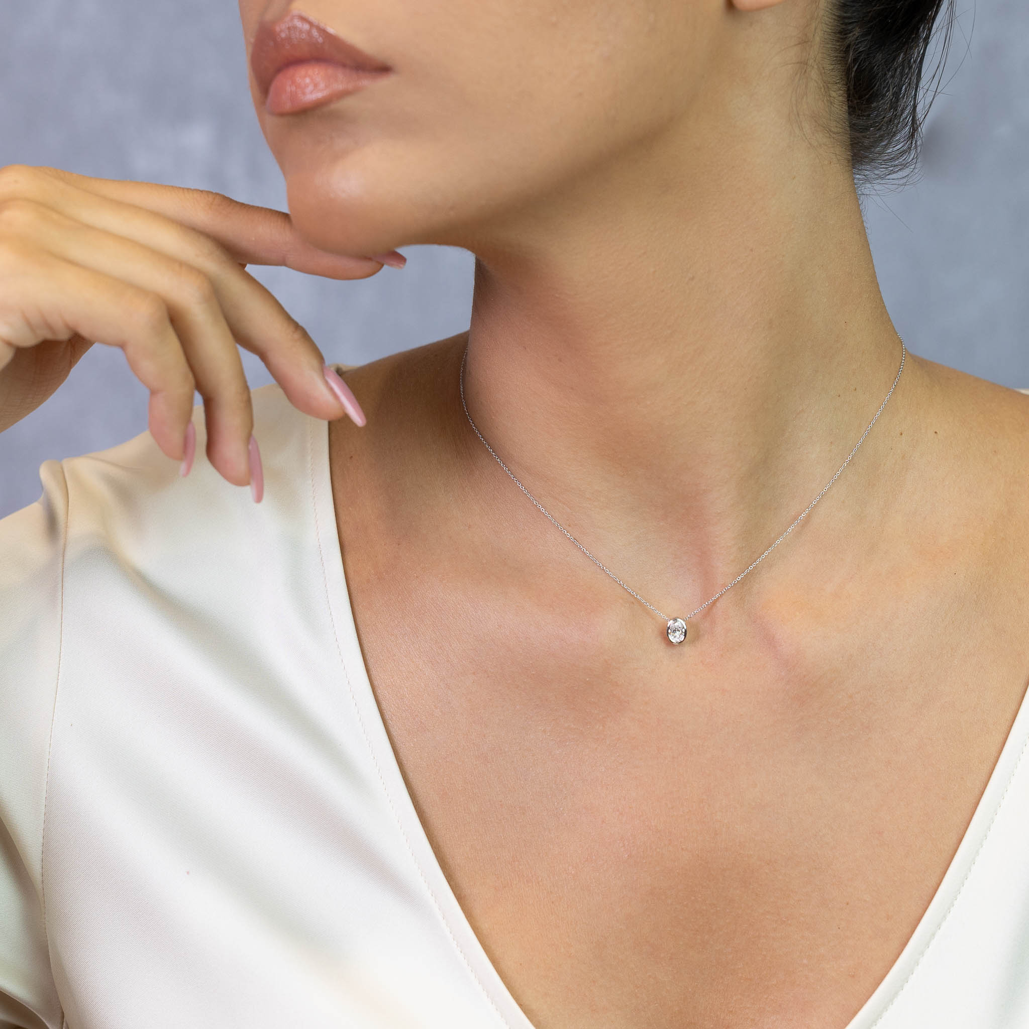  Colier Aur Alb 18k, Diamant 0.50 Ct D/VS2 2