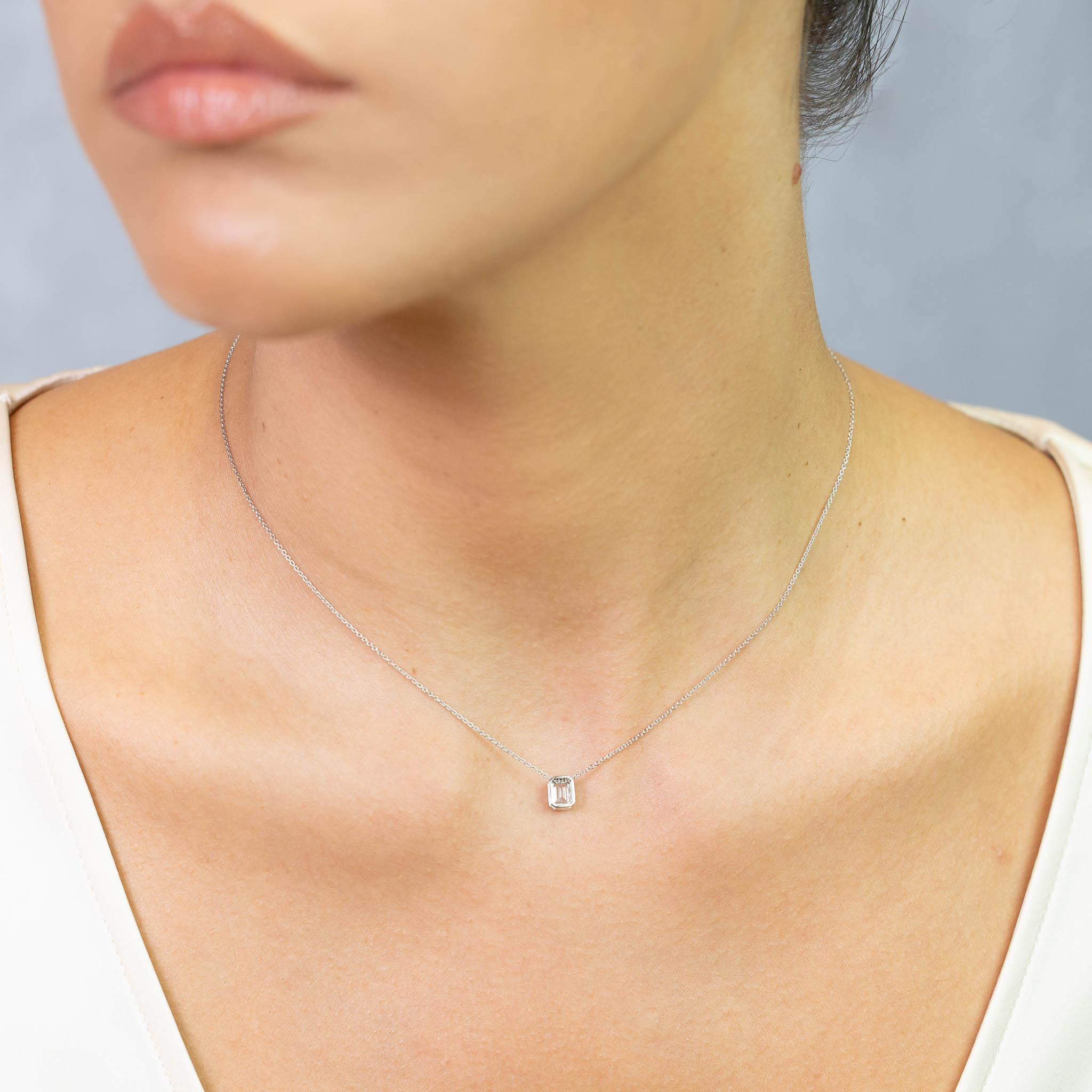  Colier Aur Alb 18k, Diamant 0.50 Ct D/VS2 2