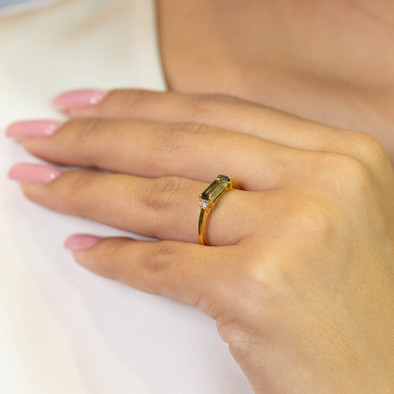  Inel Aur Galben 14k, Turmalina 0.90 Ct, Diamante 0.08 Ct 4