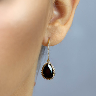  Cercei Aur Galben 18k, Diamante Negre 13.02 ct, Diamante Albe 0.82 ct 2