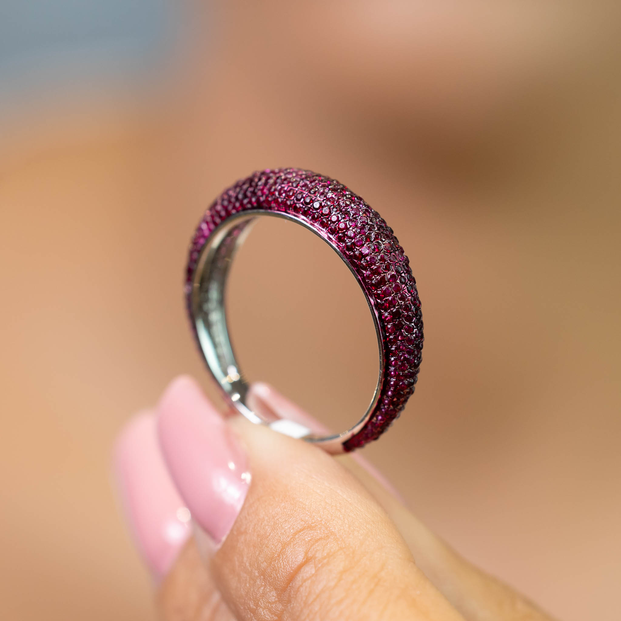  Inel Aur Alb 14 k, Safire Roz 1.20 ct 5