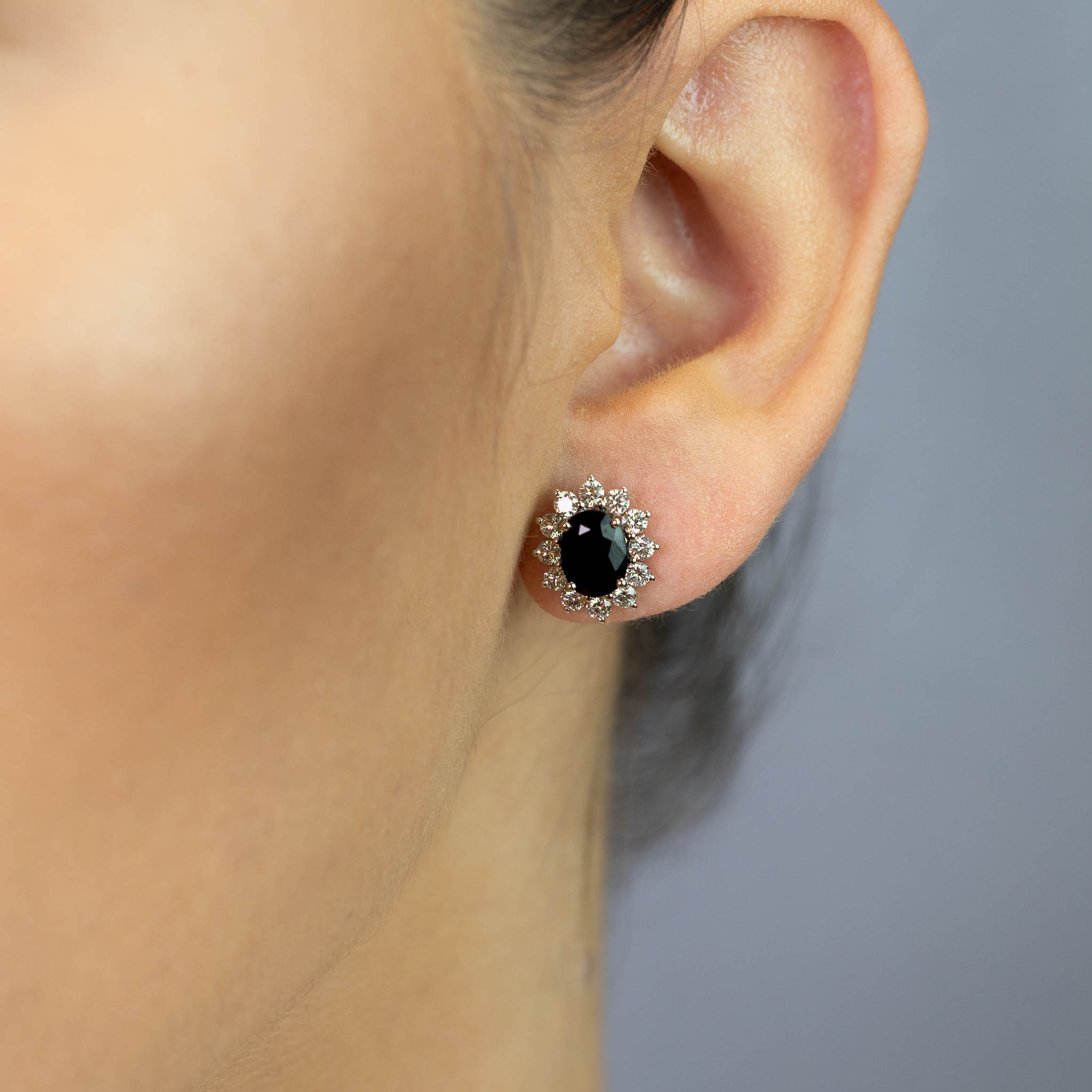  Cercei Aur Alb 18k, Safir 3.75 Ct, Diamante 1.26 Ct 2