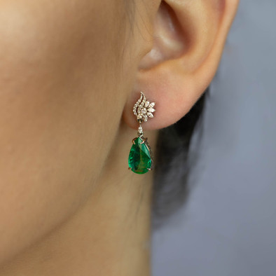  Cercei Aur 18k, Smarald 4.80 ct, Diamante 0.43 ct 2