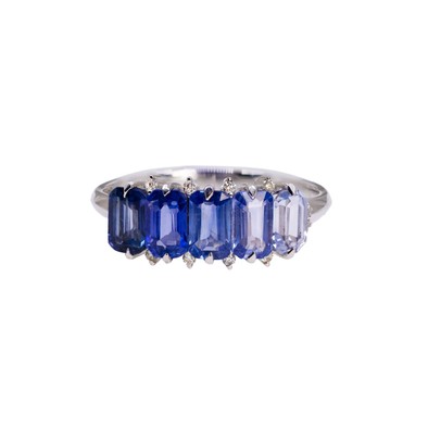  Inel Aur Alb 18K, Safire 1.90 ct, Diamante 0.05 Ct 