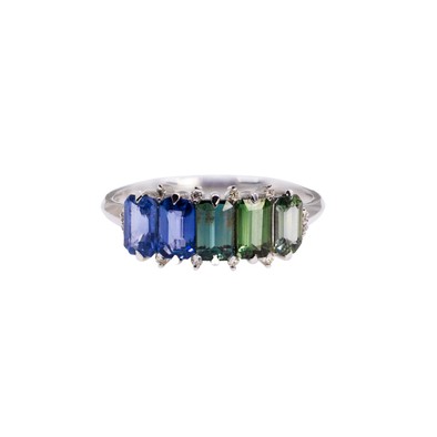  Inel Aur Alb 18K, Safire 1.72 ct, Diamante 0.05 Ct 