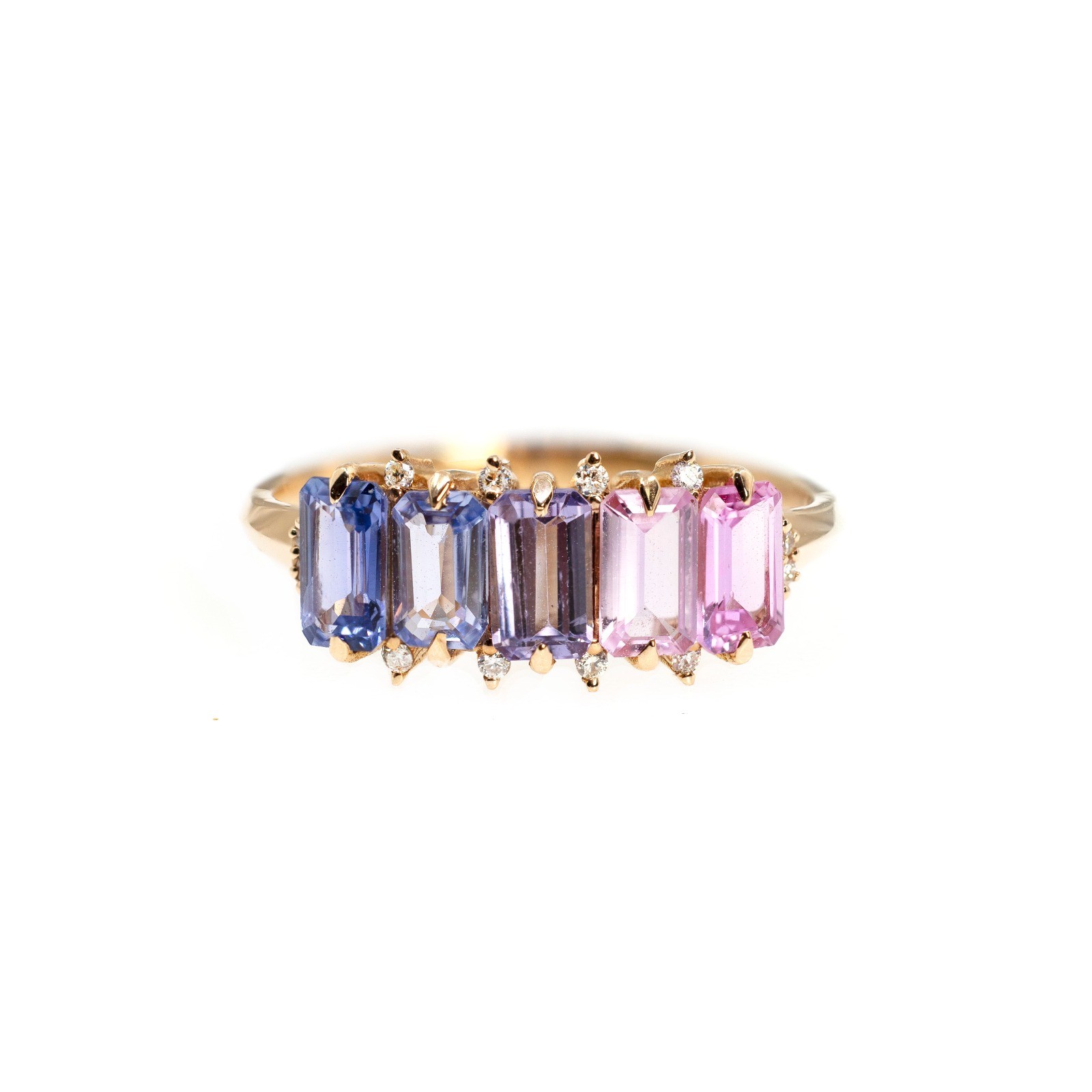  Inel Aur Roz 18K, Safire 1.52 ct, Diamante 0.05 Ct 