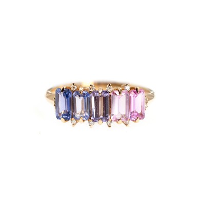  Inel Aur Roz 18K, Safire 1.52 ct, Diamante 0.05 Ct 