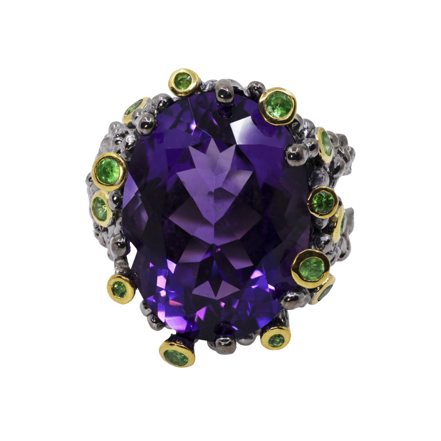  Inel Argint 925, Ametist, Tsavorite 1