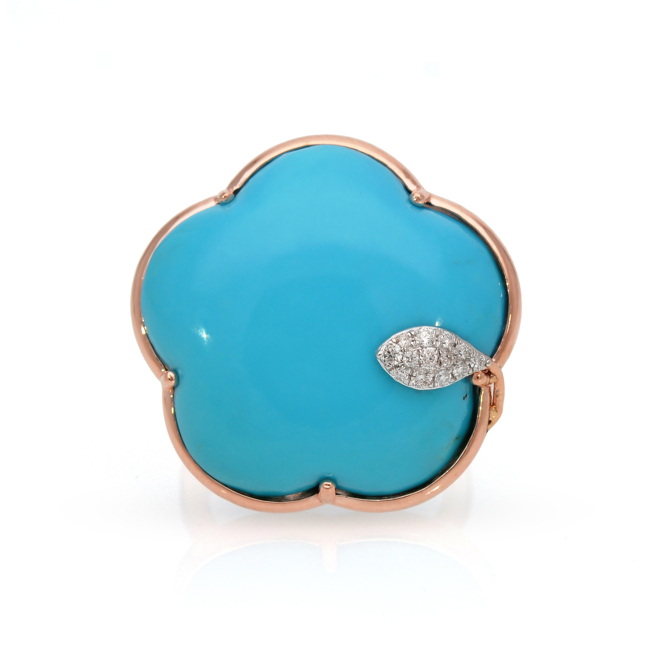  Inel Aur Roz 14K, Turquoise 22.90 ct, Diamante 0.12 Ct 1