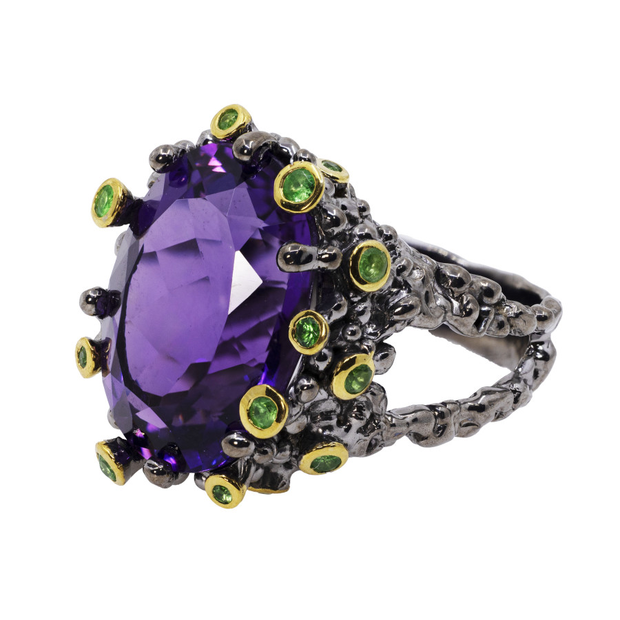  Inel Argint 925, Ametist, Tsavorite 3
