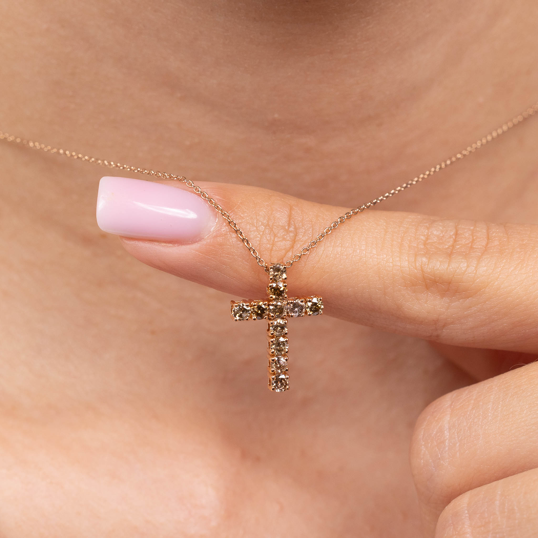  Colier Aur Roz 18k, Diamante Champagne 0.80 ct 3