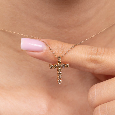  Colier Aur Roz 18k, Diamante Champagne 0.80 ct 3