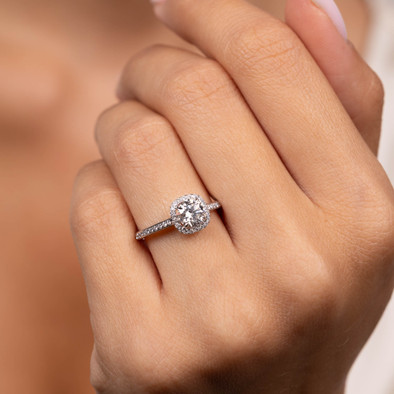  Inel Aur Alb 18k, Diamant Solitaire 0.90 ct H/SI2, Diamante laterale 0.36 ct 2