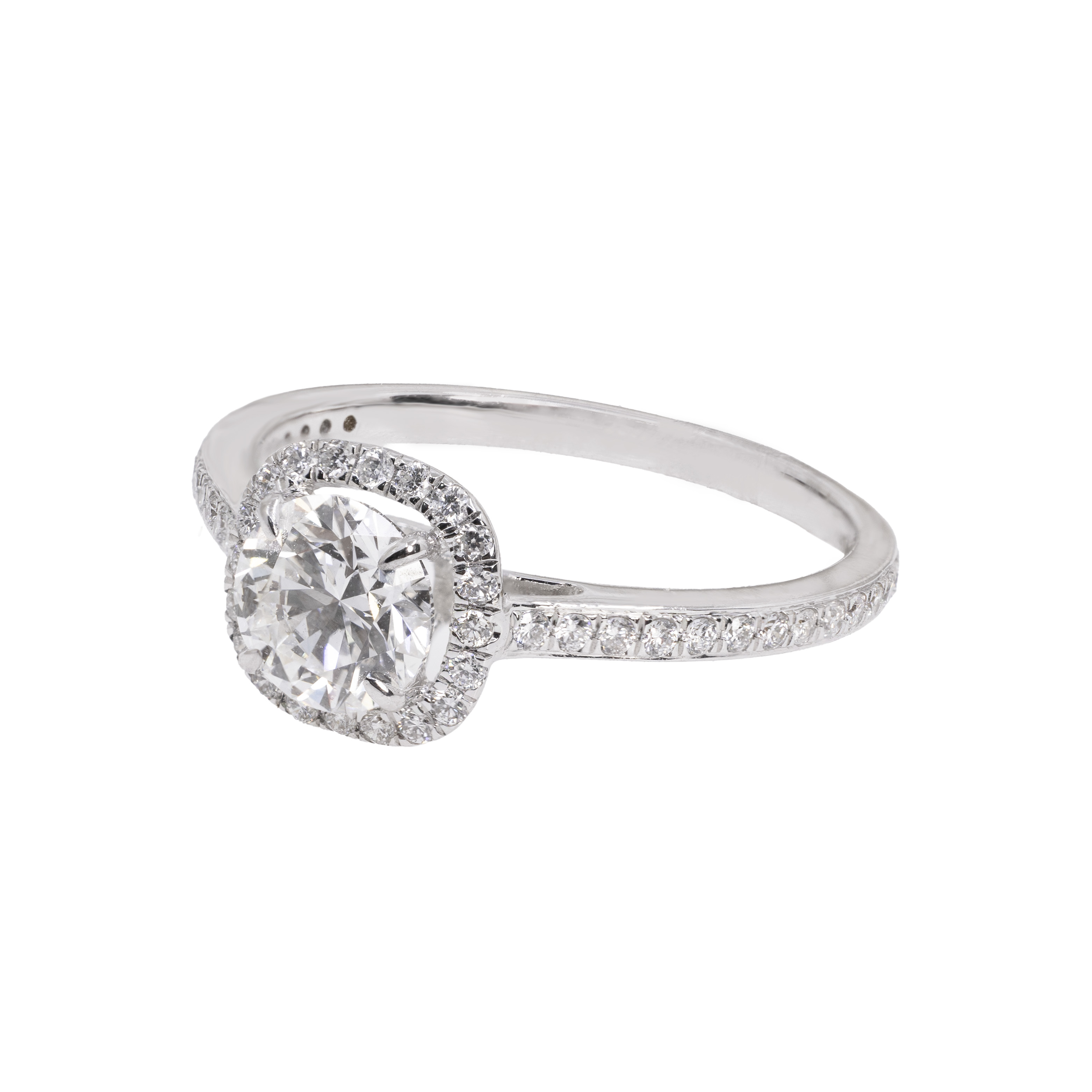  Inel Aur Alb 18k, Diamant Solitaire 0.90 ct H/SI2, Diamante laterale 0.36 ct 3
