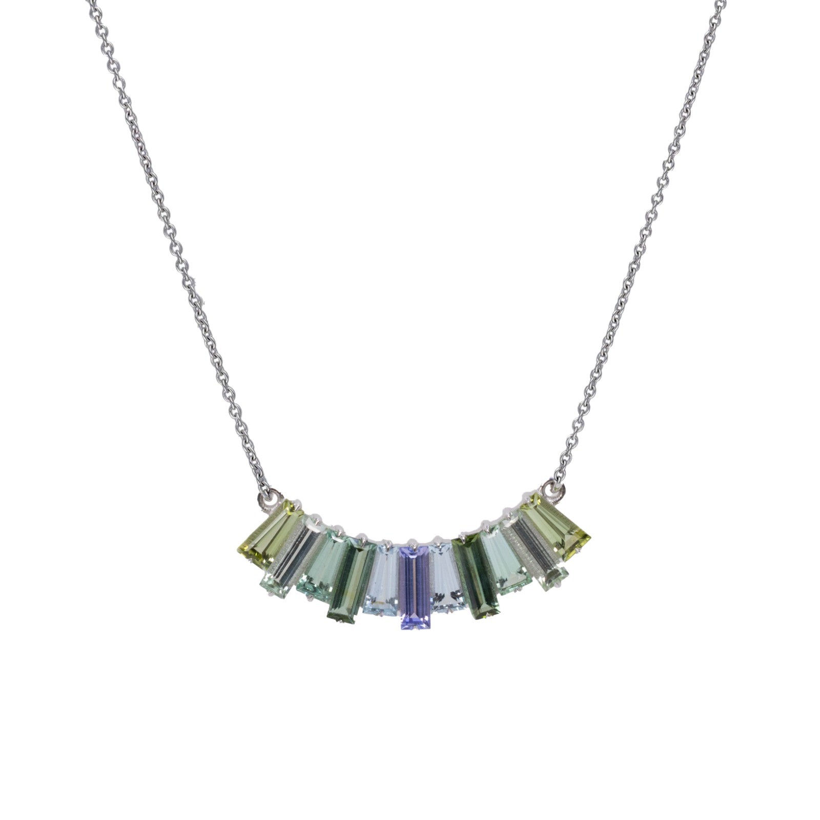  Colier Aur Alb 18K, Tanzanite, Aquamarine, Turmalina, 1.88 Ct 1