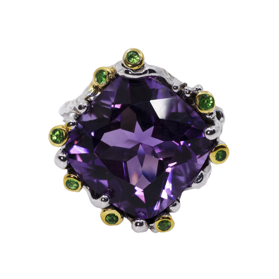  Inel Argint 925, Ametist, Tsavorite 1