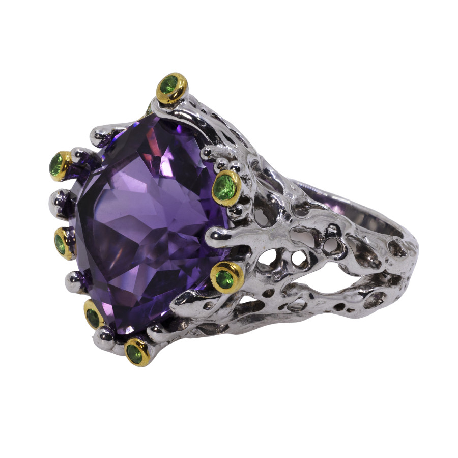  Inel Argint 925, Ametist, Tsavorite 3