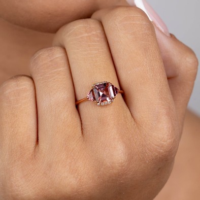  Inel Aur Roz 18K, Turmalina Roz 1.49 Ct, Diamante 0.06 Ct 2