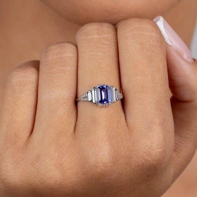  Inel Aur Alb 18K, Tanzanite 0.81 Ct, Aquamarine 0.38 Ct, Turmalina 0.20 Ct, Diamante 0.12 Ct 2