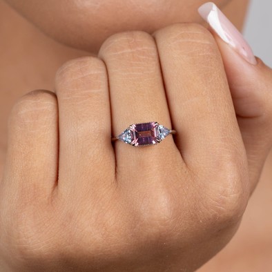  Inel Aur Alb 18K, Turmalina Roz 1.34 Ct, Aquamarine 0.36 ct, Diamante 0.05 Ct 2