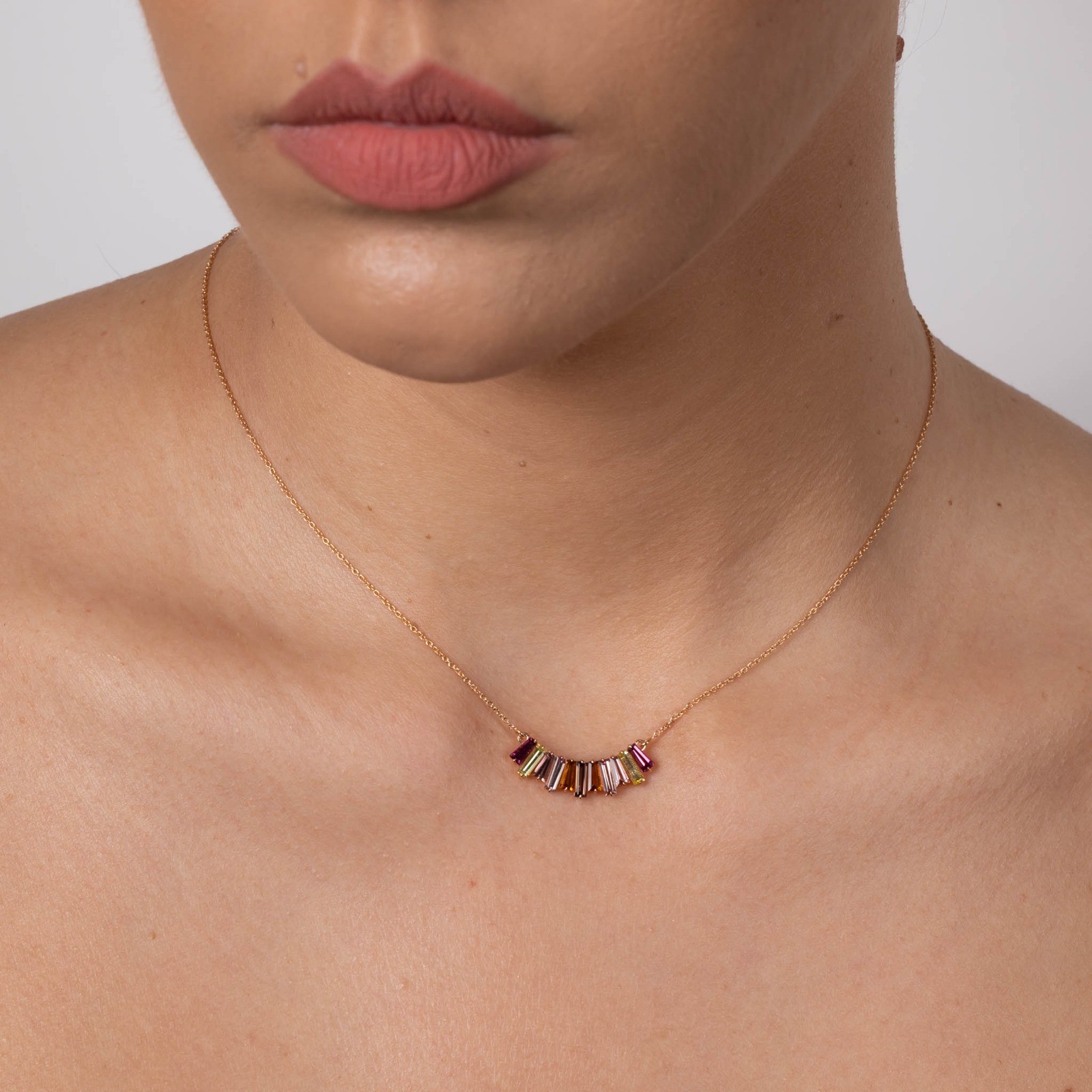  Colier Aur Roz 18K, Turmalina, Citrin, 1.88 Ct 2