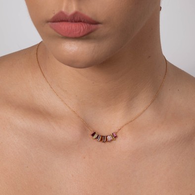  Colier Aur Roz 18K, Turmalina, Citrin, 1.88 Ct 2