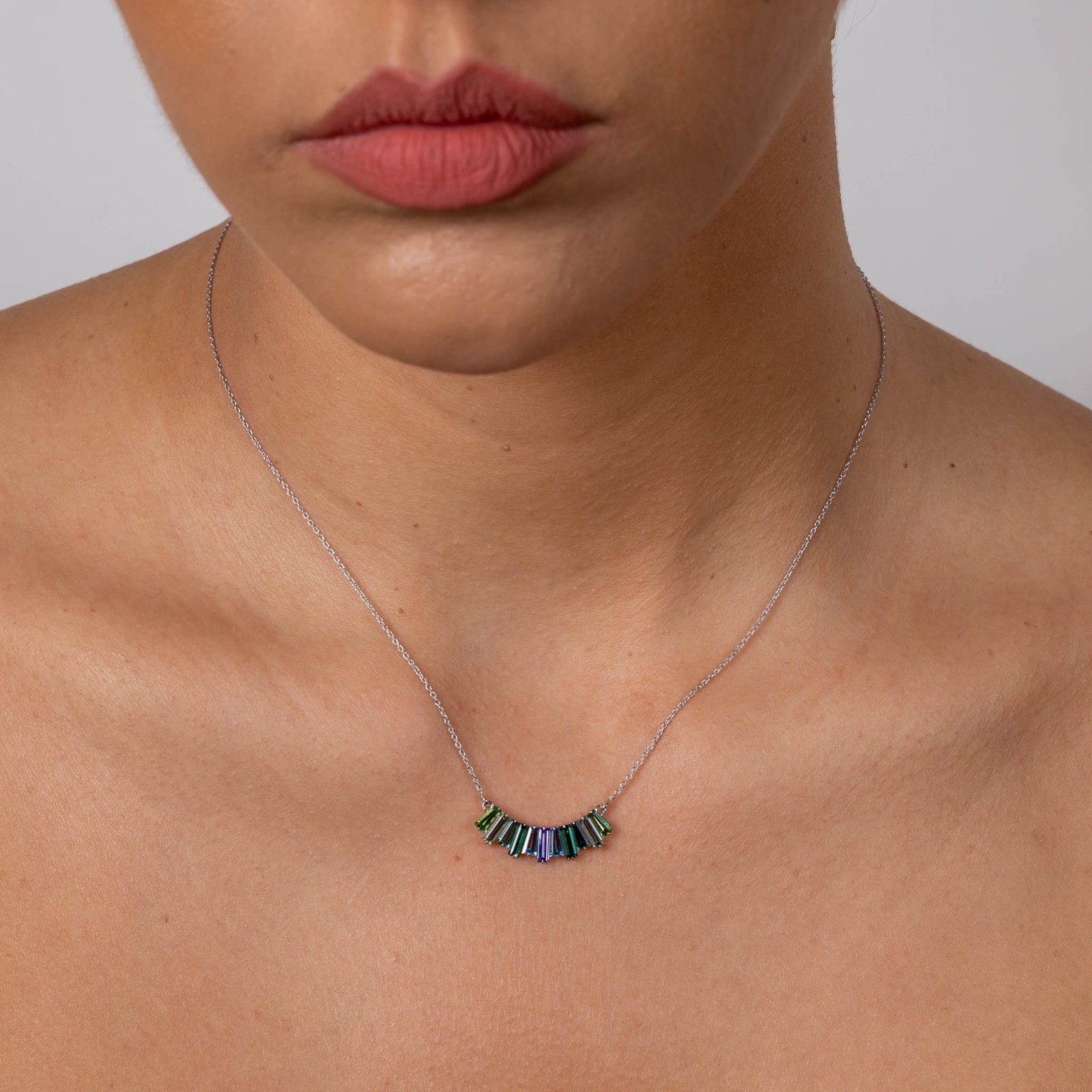  Colier Aur Alb 18K, Tanzanite, Aquamarine, Turmalina, 1.88 Ct 2