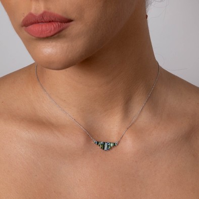  Colier Aur Alb 18K, Turmalina, Aquamarine, 1.32 Ct 2