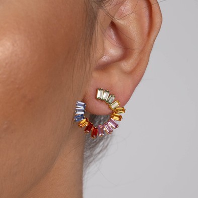  Cercei Aur Galben 18K, Safire Fancy 7.50 Ct 