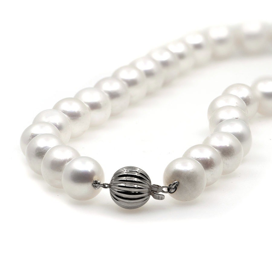  Colier Aur Alb 14k, Perle 12 mm 1