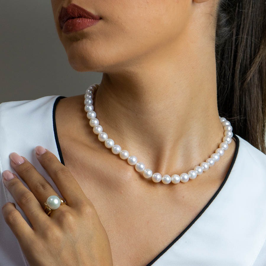  Colier Aur Alb 14k, Perle 12 mm 4