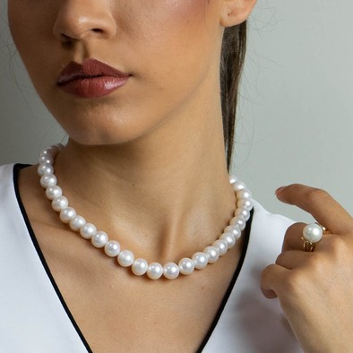  Colier Aur Galben 14k, Perle 12 mm 3