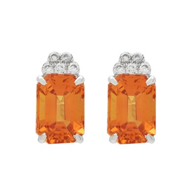  Cercei Aur Alb 18K, Safire  Orange 2.72 ct, Diamante 0.08 ct 1