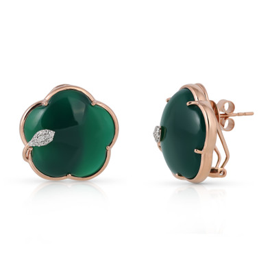  Cercei Aur Roz 14K, Onix Verde 27.40 Ct, Diamante 0.14 Ct 2