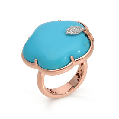  Inel Aur Roz 14K, Turquoise 22.90 ct, Diamante 0.12 Ct 3