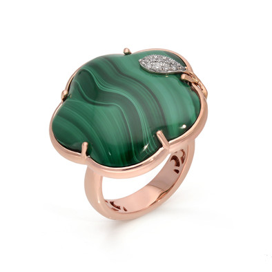  Inel Aur Roz 14K, Malachite 30.80 ct, Diamante 0.12 Ct 3