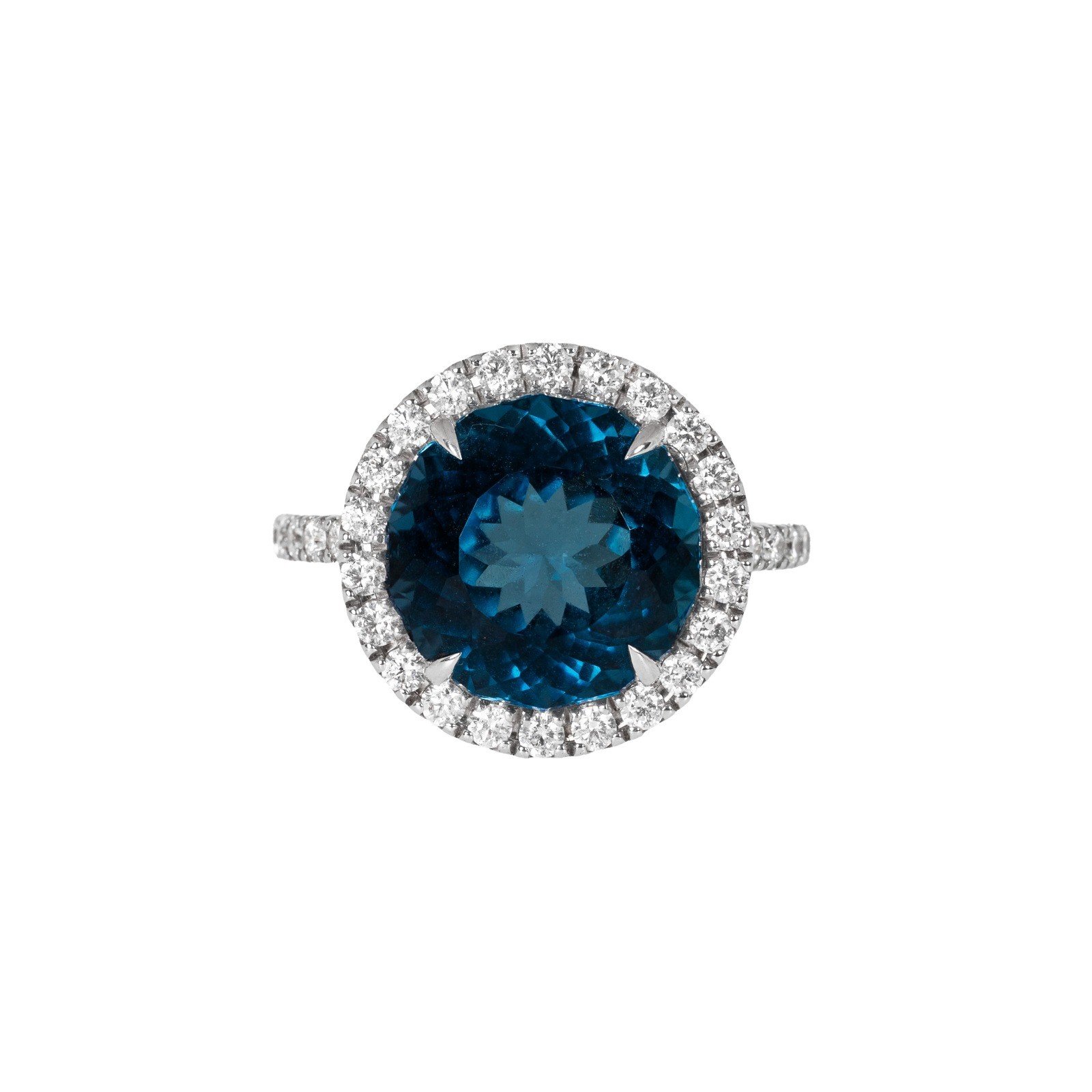  Inel Aur Alb 18K, London Topaz 7.93 Ct,  Diamante 0.77 Ct 1