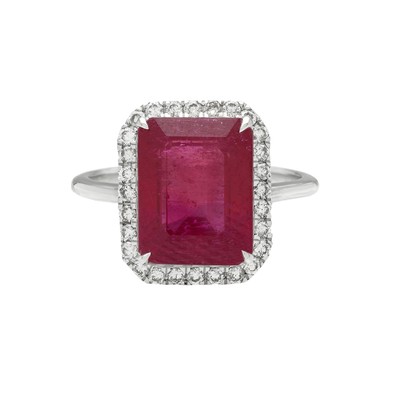  Inel Aur Alb 18K,  Rubin 1.80 ct, Diamante 0.30 Ct 