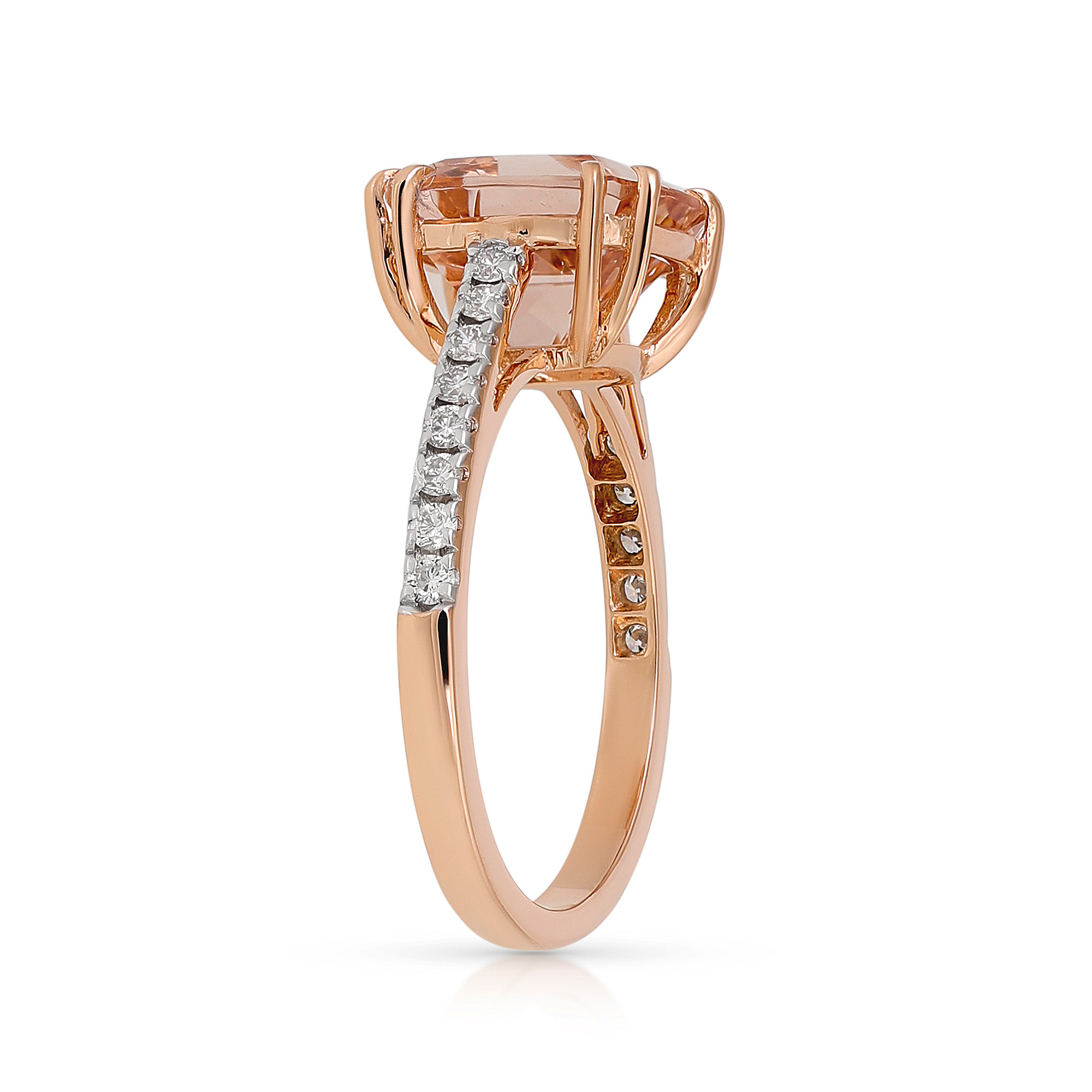  Inel Aur Roz 18k, Morganit 2.90 ct, Diamante 0.23 ct 3