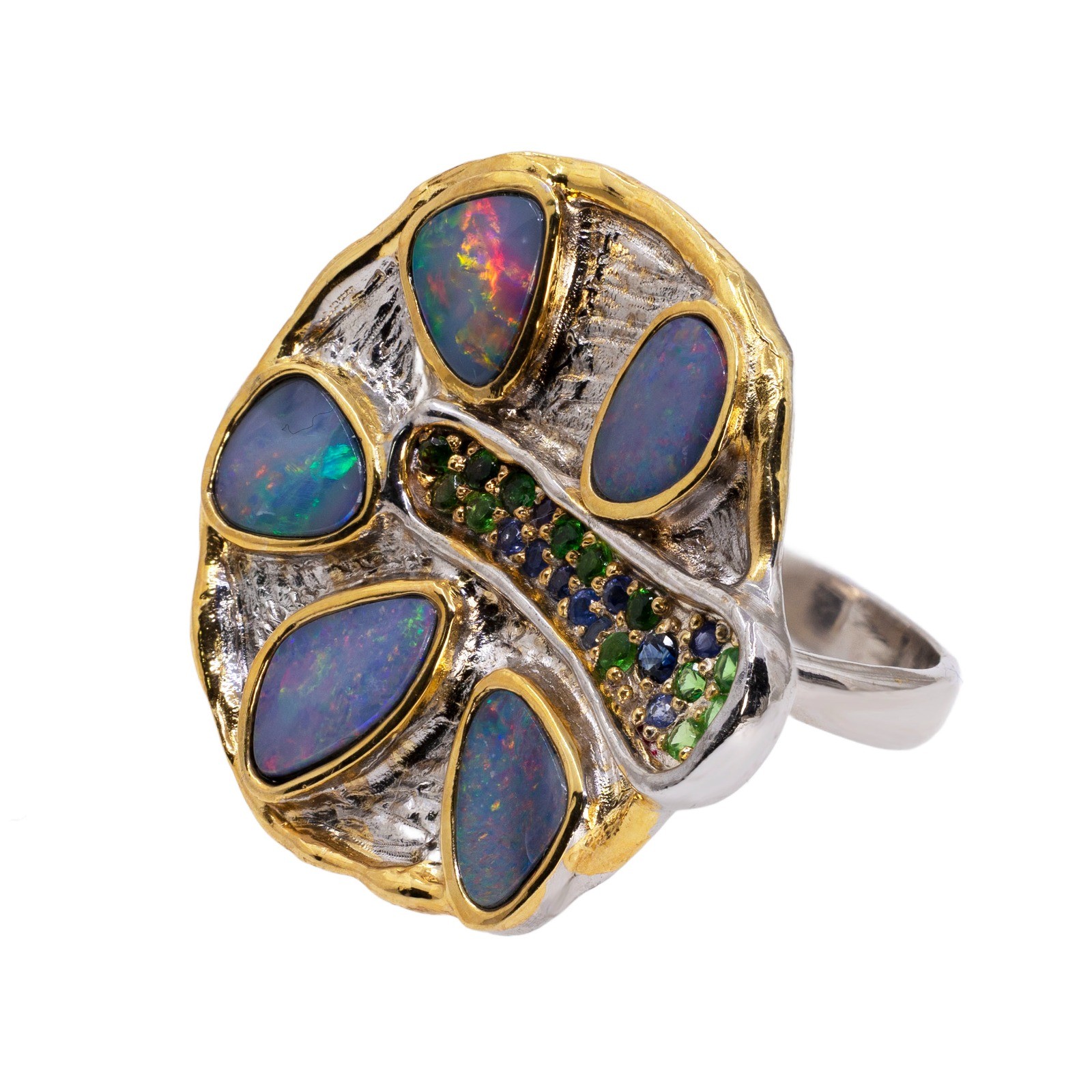  Inel Argint 925, Opal , Tsavorite, Safire 3