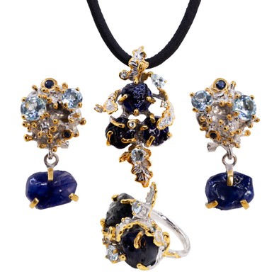  Cercei  Argint 925, Safir Brut, Topaz 3