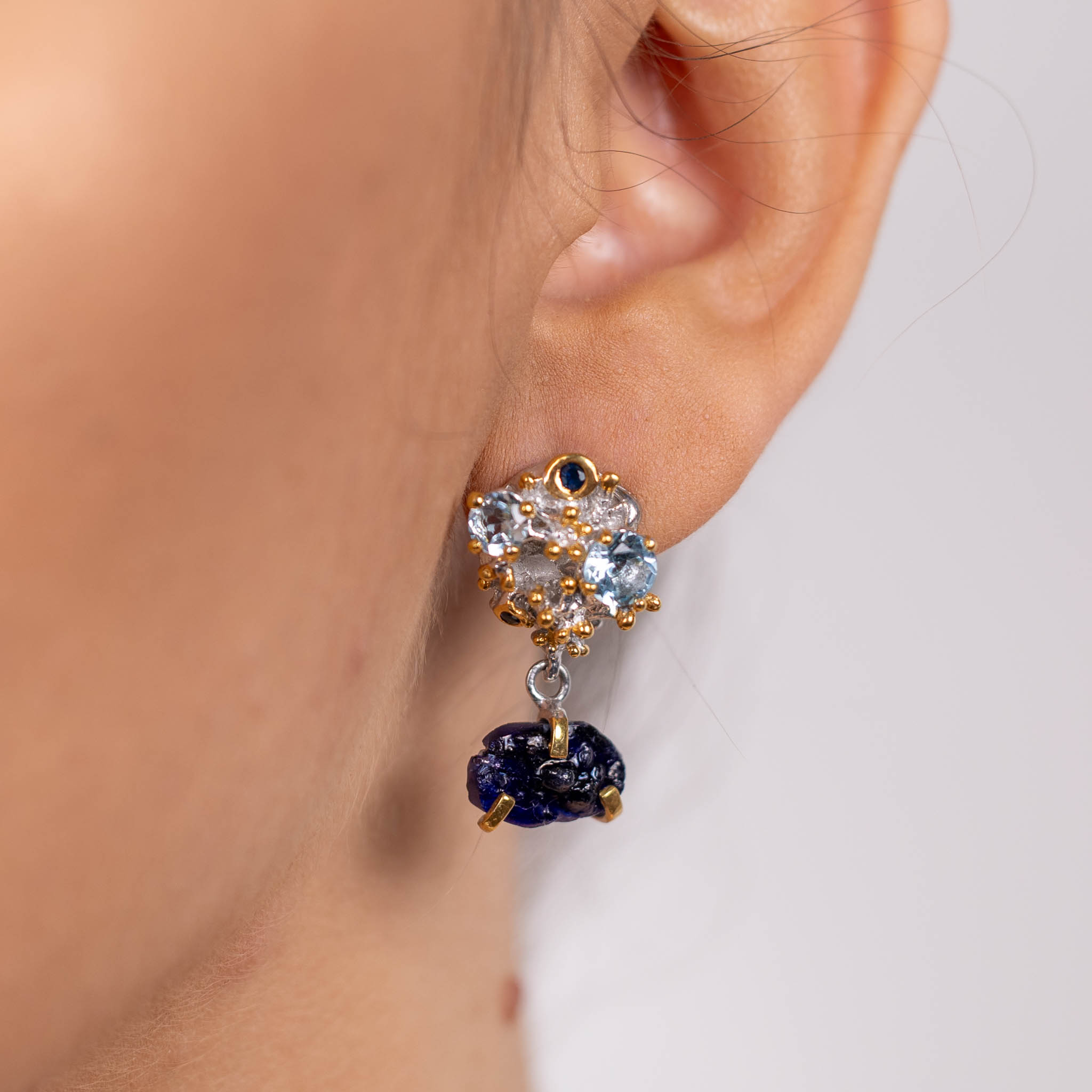  Cercei  Argint 925, Safir Brut, Topaz 2